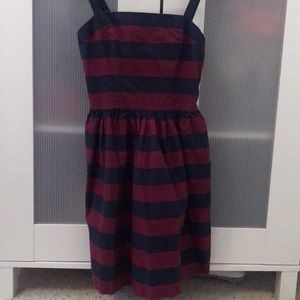 Maroon and navy blue striped dress